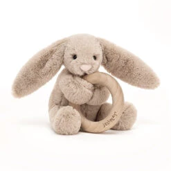 JellyCat Bashful Beige Bunny Wooden Ring Toy
