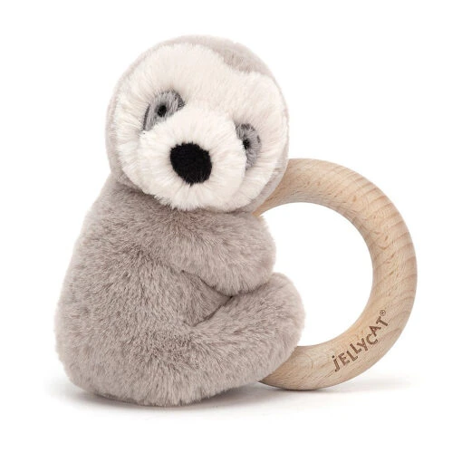 JellyCat Shooshu Sloth Wooden Ring Toy -Jellycat Shop SHO4WS